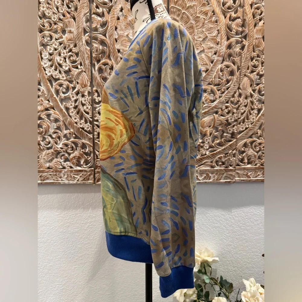 Cat Van Gogh Impressionist Long Sleeve Sweatshirt Style Shirt (Unisex)- size 2XL - Picture 4 of 6